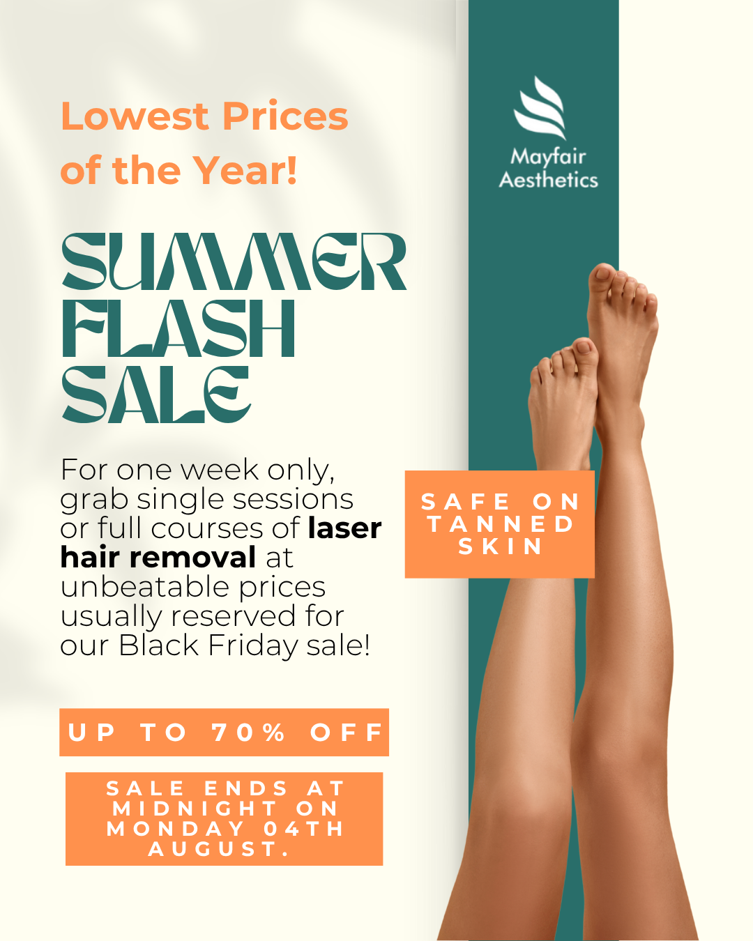 Sale ends at midnight on Saturday 2nd August